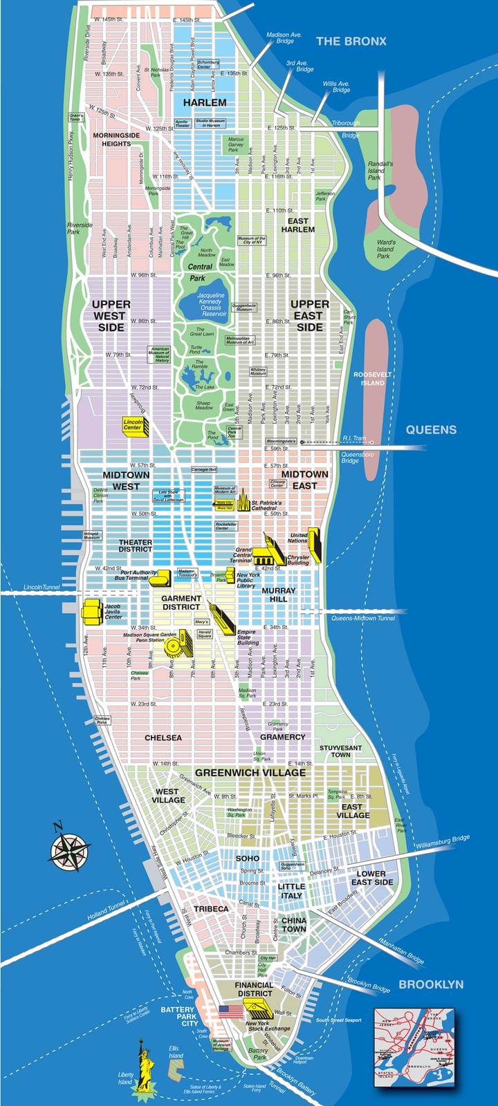 नक्शे के ऊपरी मैनहट्टन पड़ोस