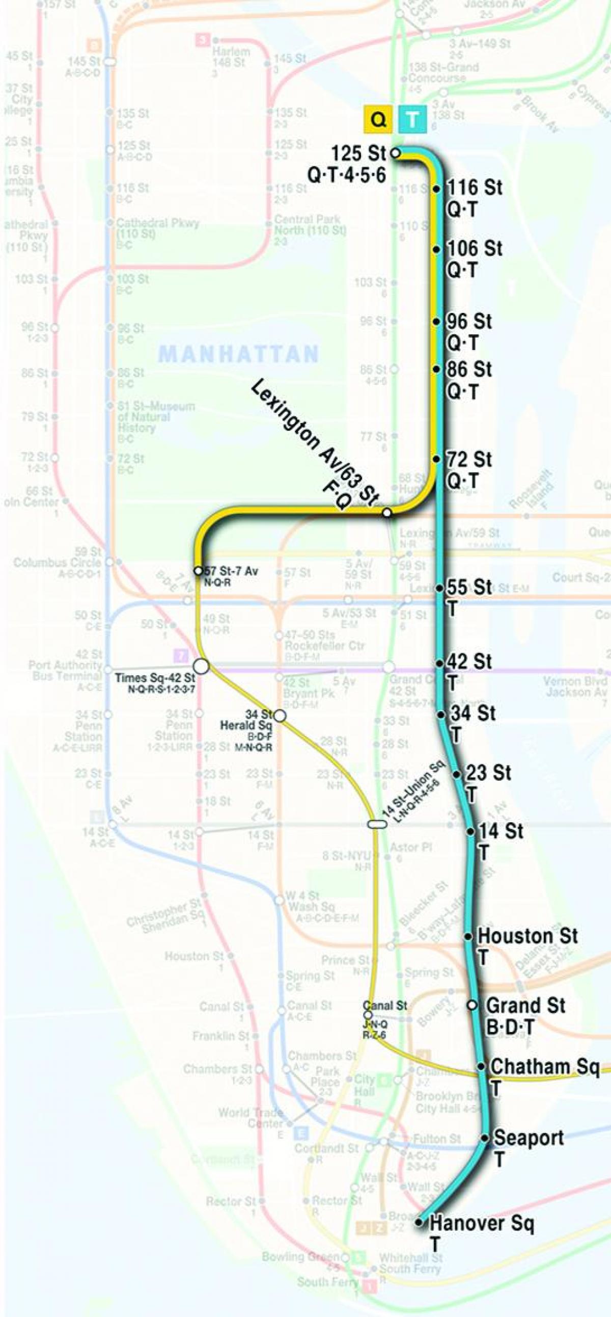 मानचित्र का दूसरा एवेन्यू मेट्रो