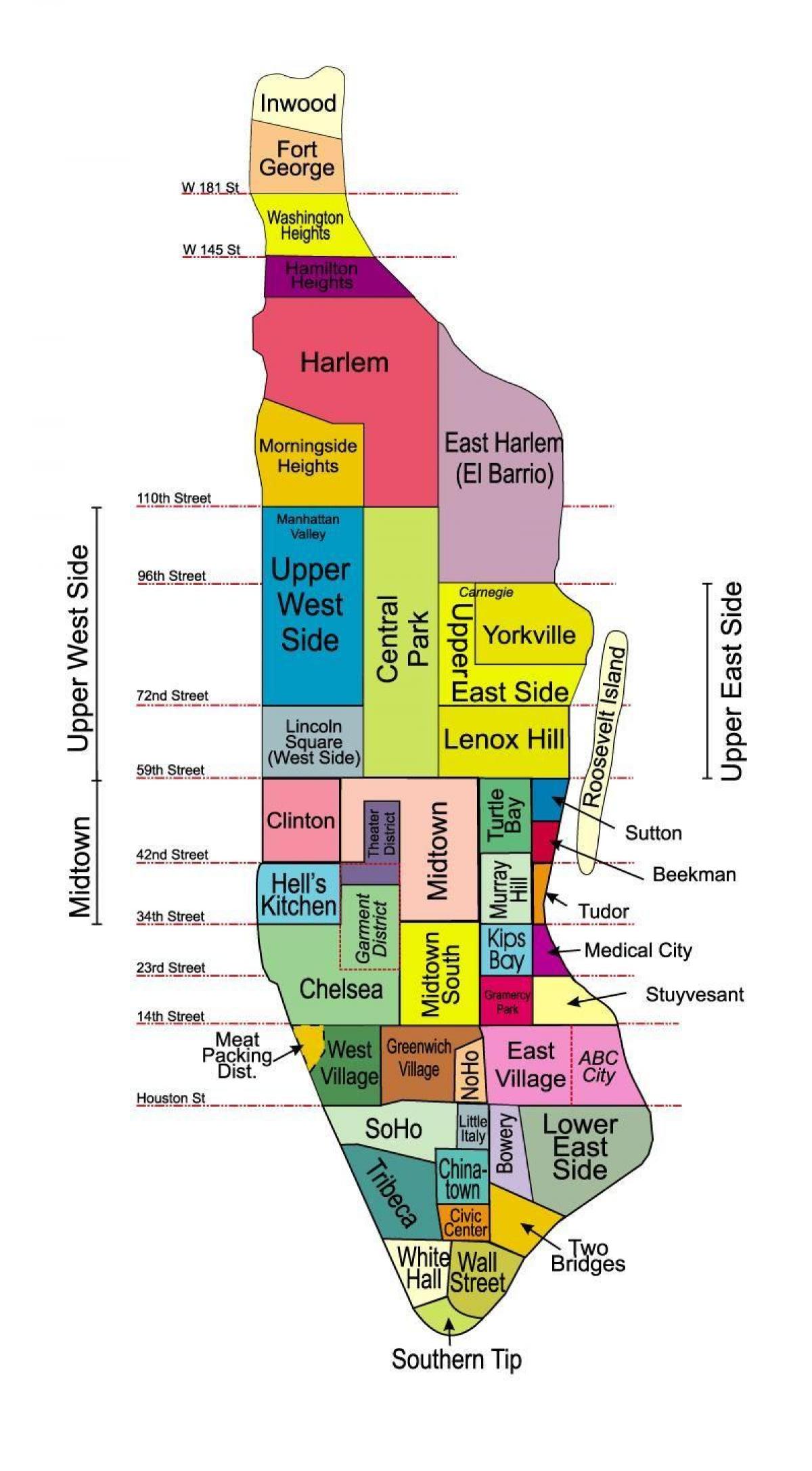 मुद्रण योग्य नक्शे के मैनहट्टन पड़ोस
