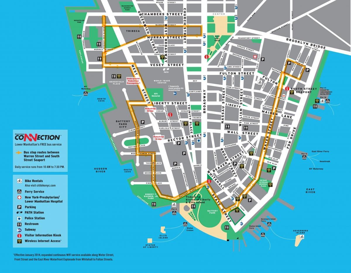 निचले मैनहट्टन पैदल यात्रा के नक्शे