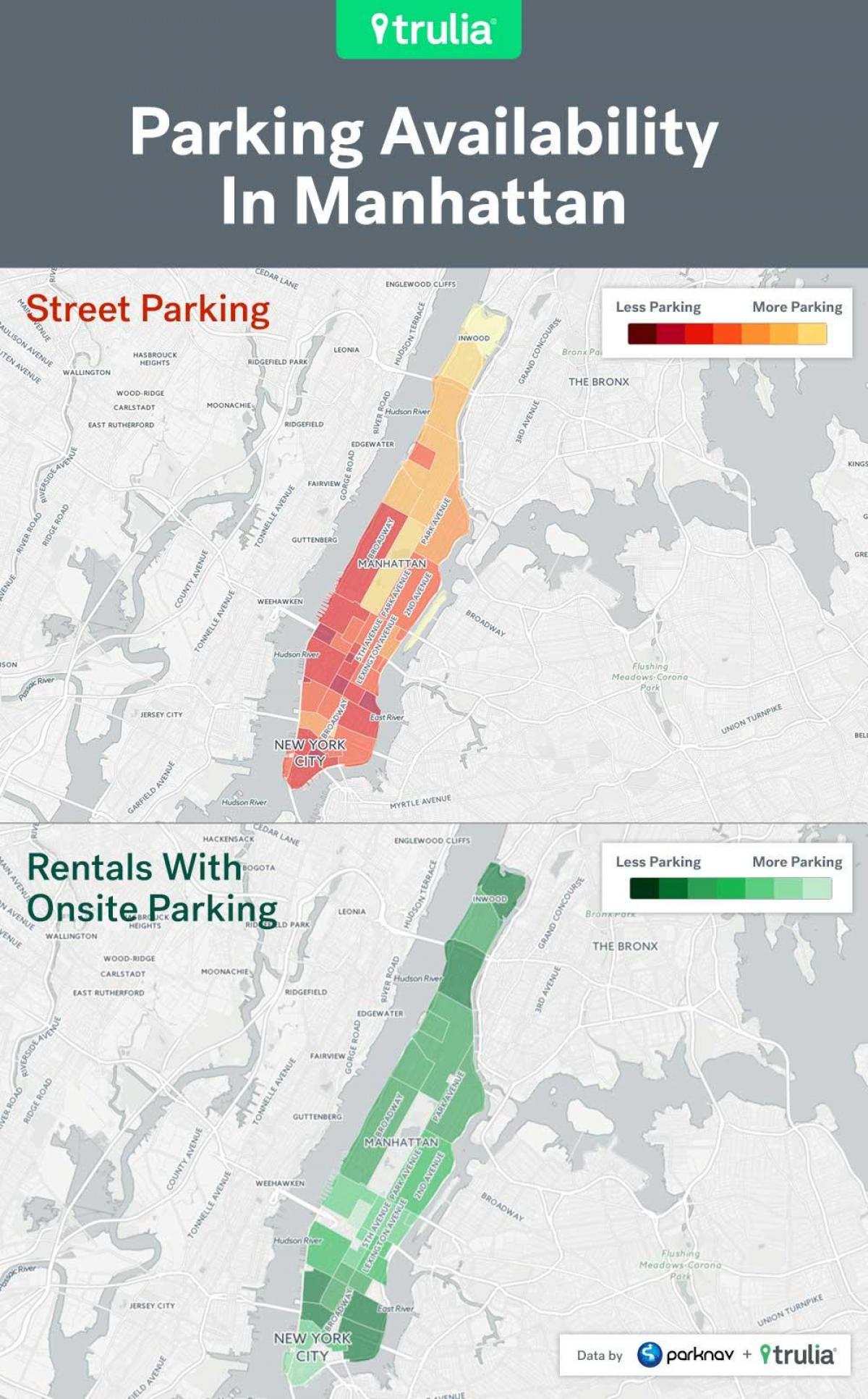 NYC में सड़क पार्किंग नक्शा मैनहट्टन
