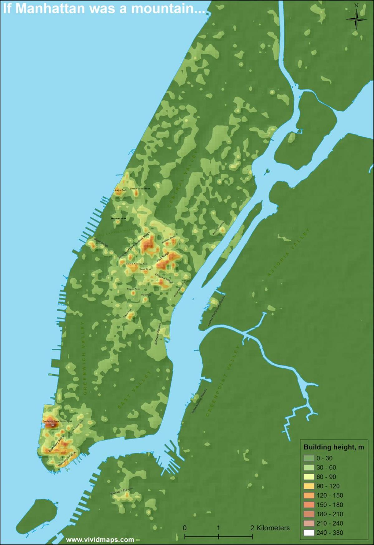 के नक्शे स्थलाकृतिक मैनहट्टन
