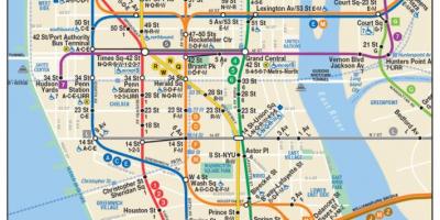 मानचित्र के निचले मैनहट्टन मेट्रो