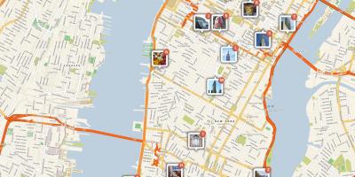 नक्शे के मैनहट्टन दिखा पर्यटकों के आकर्षण