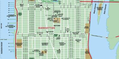 मैनहट्टन स्ट्रीट मानचित्र उच्च विस्तार